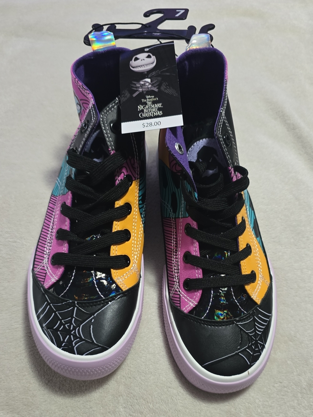 Disney Nightmarish High Top Sneakers in Black, Purple, Pink, Yellow, Teal